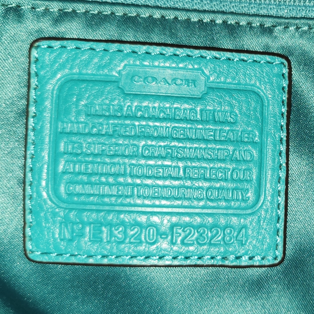 COACH F23284 PARK LEATHER CARRIE TOTE TEAL smoke free Environment GREAT FIND